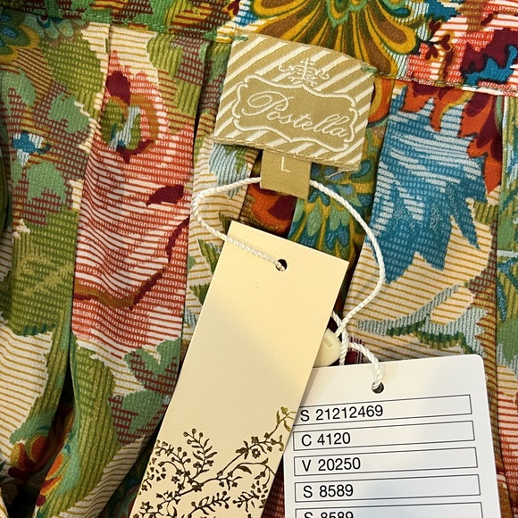 NWT Postella Anthropologie 100% Silk Skirt Floral Granny Sofa Print Pleats L XE - Picture 4 of 5